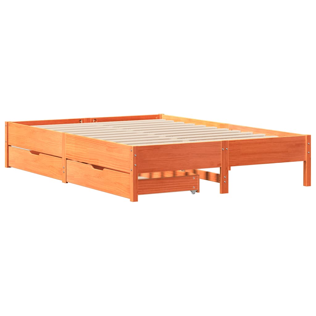 Letto Senza Materasso Marrone Cera 120x200 Cm In Legno Di Pino - Image 3