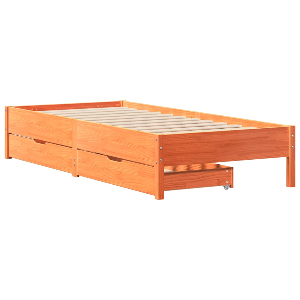 Letto Senza Materasso Marrone Cera 90x190 Cm In Legno Di Pino - Image 3