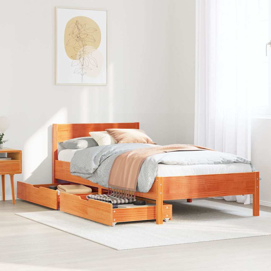 Letto Senza Materasso Marrone Cera 90x200 Cm Legno Di Pino