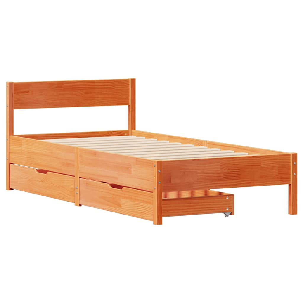 Letto Senza Materasso Marrone Cera 90x200 Cm Legno Di Pino - Image 3