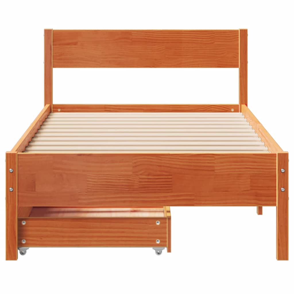 Letto Senza Materasso Marrone Cera 90x200 Cm Legno Di Pino - Image 4