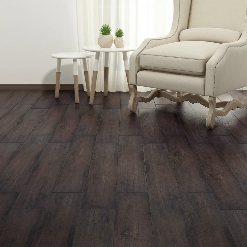 Listoni Pavimento Autoadesivi Pvc 5,21m² 2mm Marrone Scuro
