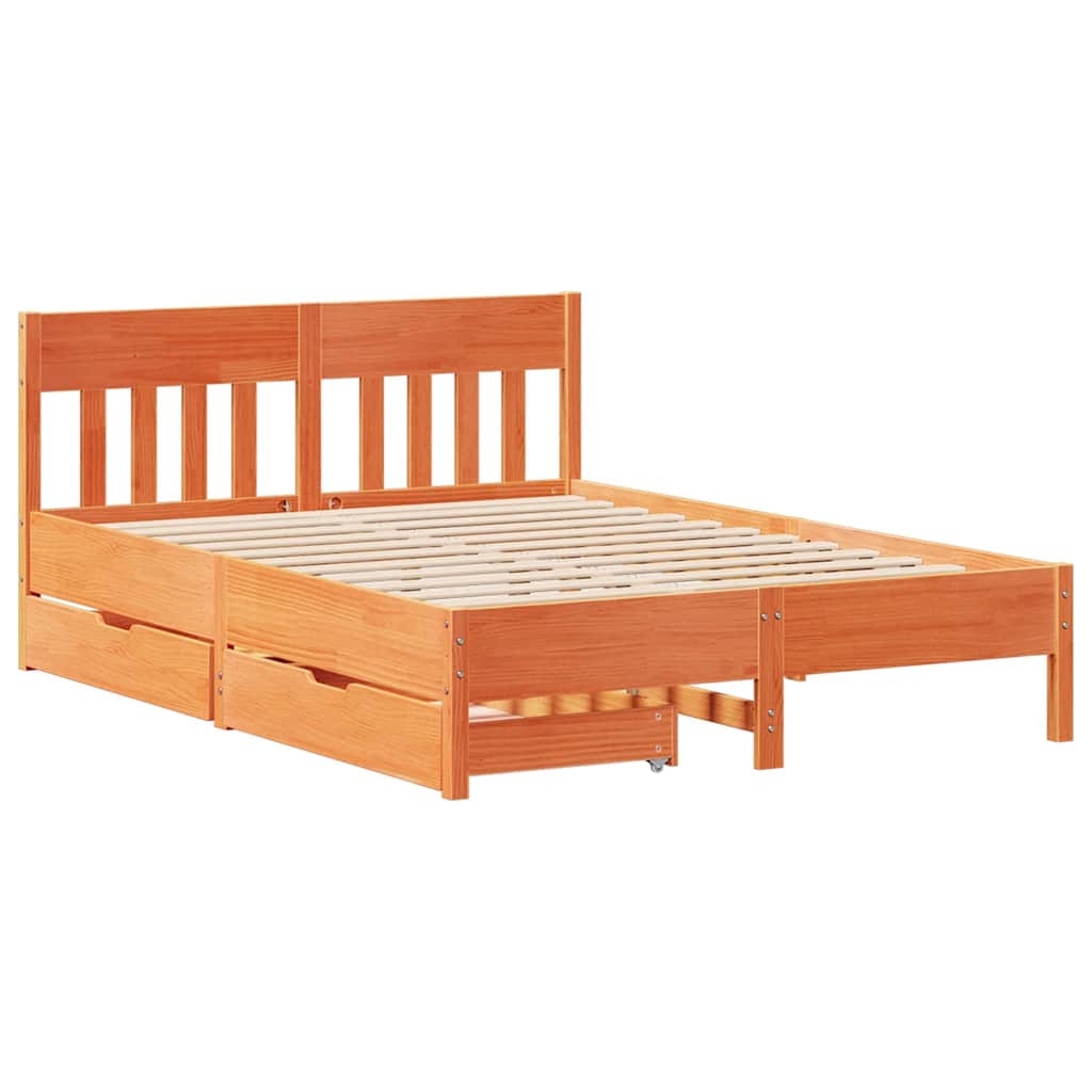 Letto Senza Materasso Marrone Cera 120x200 Cm In Legno Di Pino - Image 3