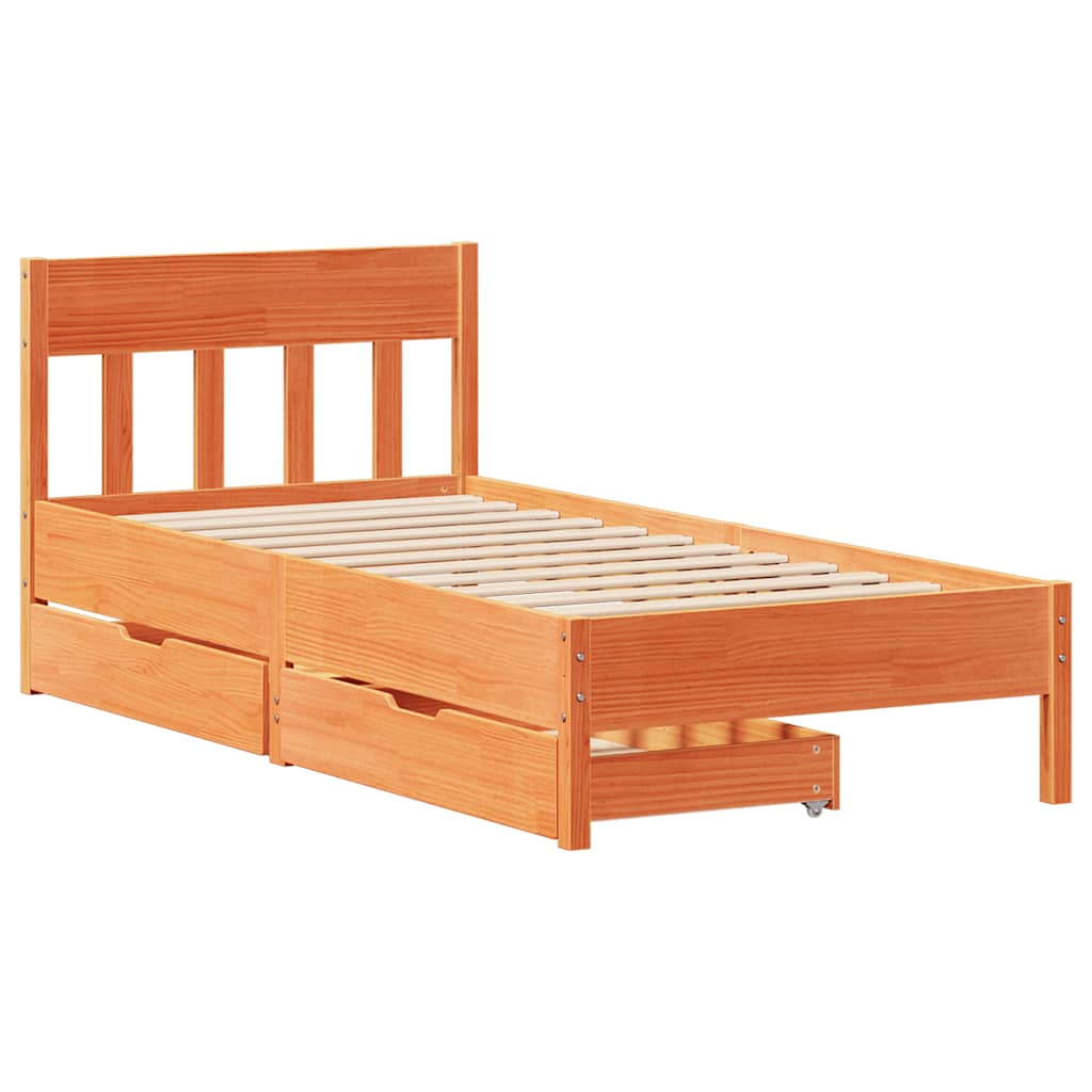 Letto Senza Materasso Marrone Cera 90x190 Cm In Legno Di Pino - Image 3