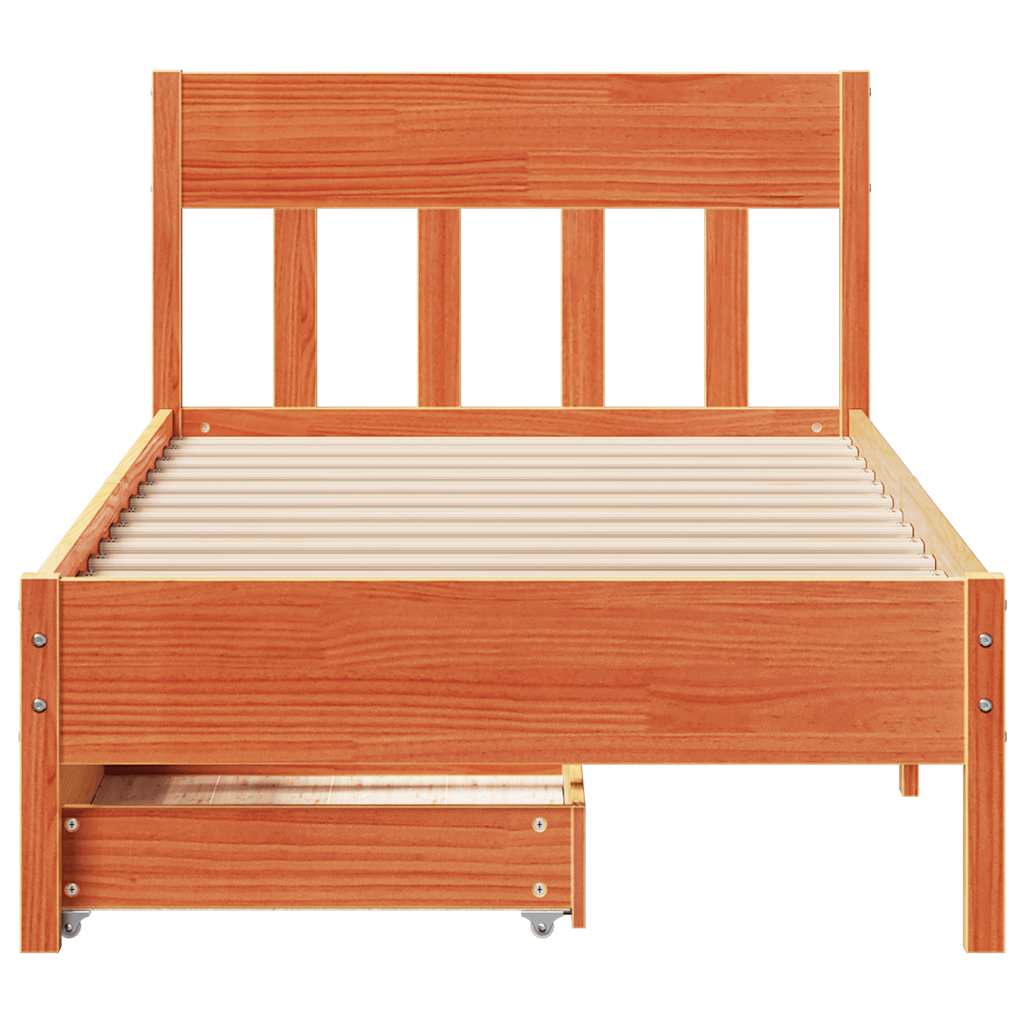 Letto Senza Materasso Marrone Cera 90x190 Cm In Legno Di Pino - Image 4