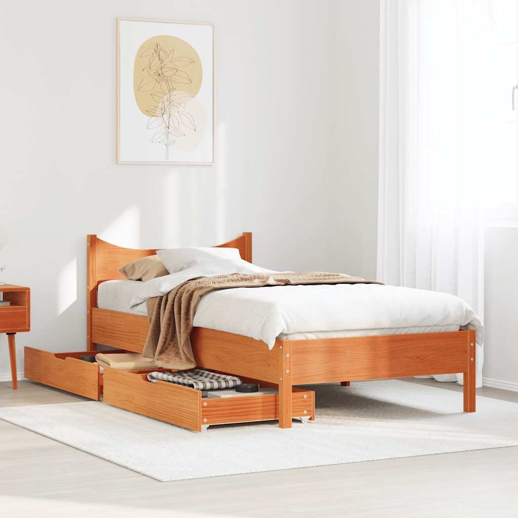 Giroletto Cassetti Marrone Cera 75x190cm In Legno Massello Pino - Image 3