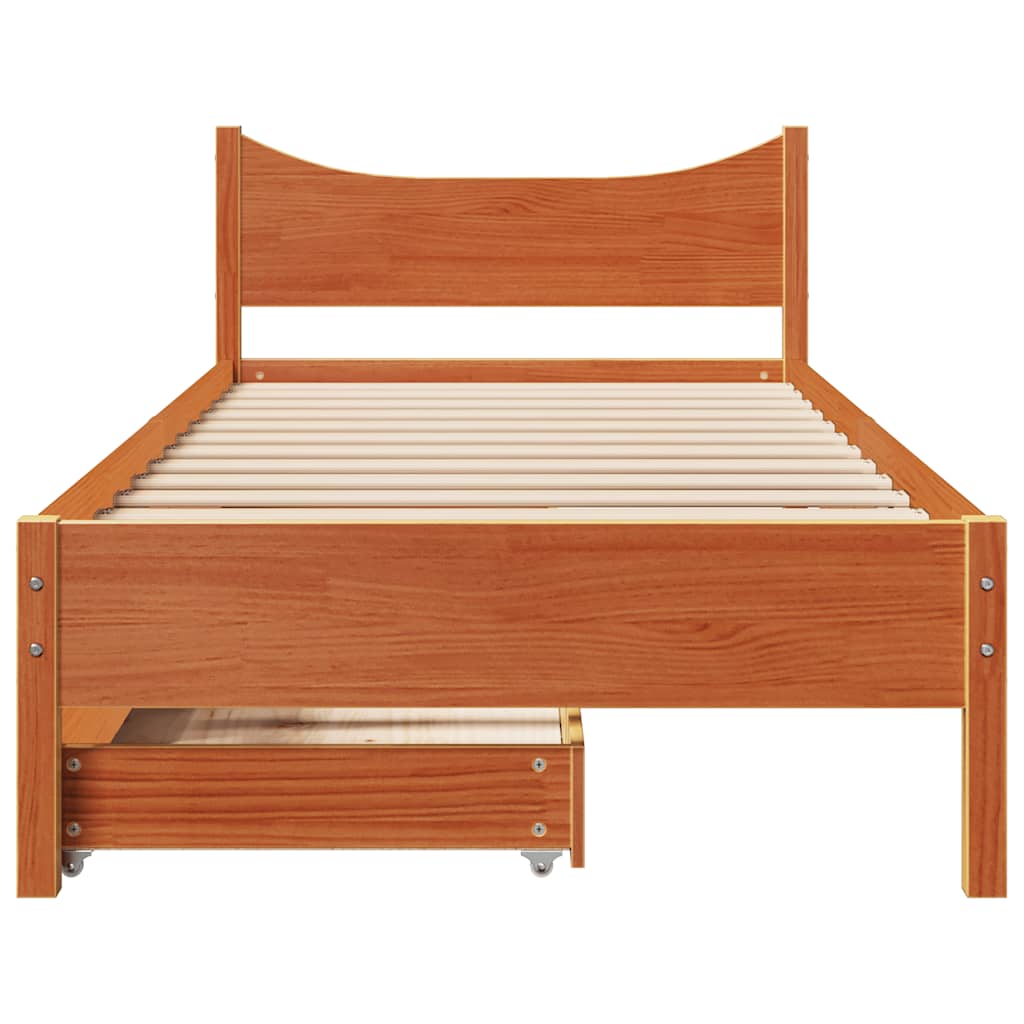 Giroletto Cassetti Marrone Cera 75x190cm In Legno Massello Pino - Image 4