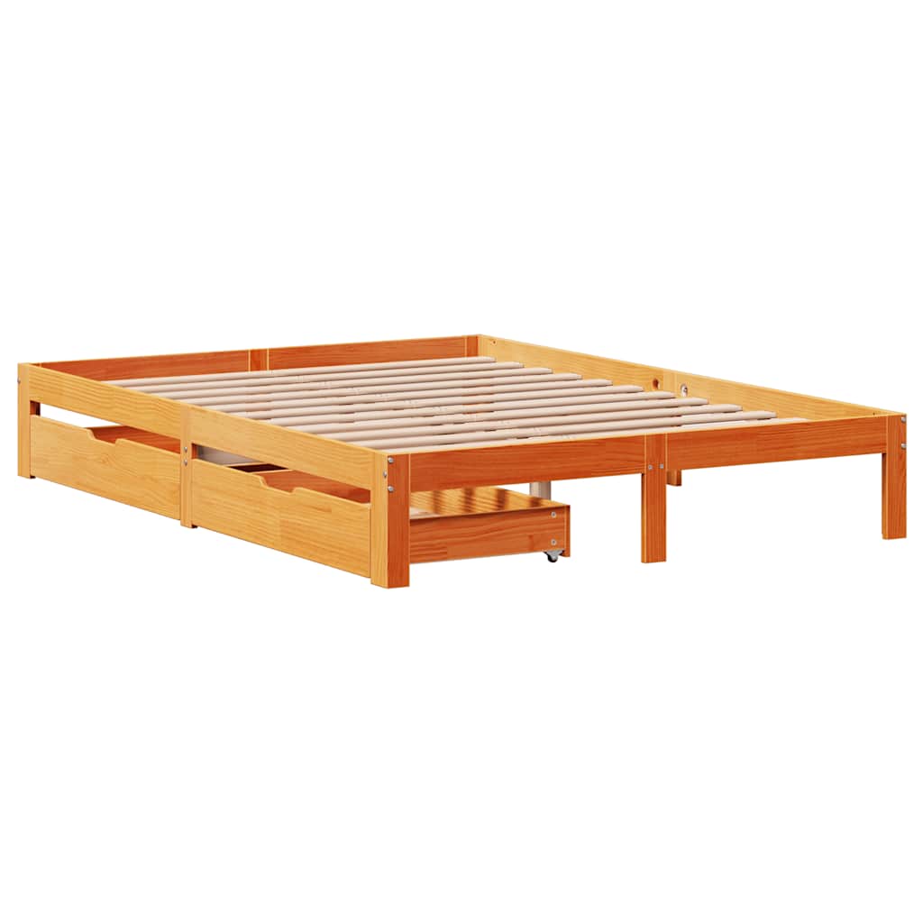 Giroletto Cassetti Marrone Cera 120x200 Cm Legno Massello Pino - Image 3