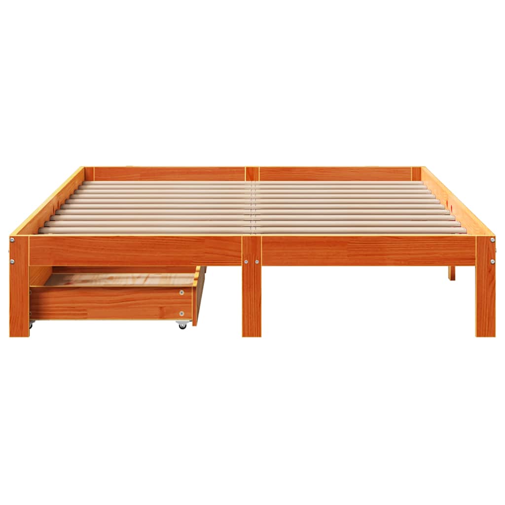 Giroletto Cassetti Marrone Cera 120x200 Cm Legno Massello Pino - Image 4