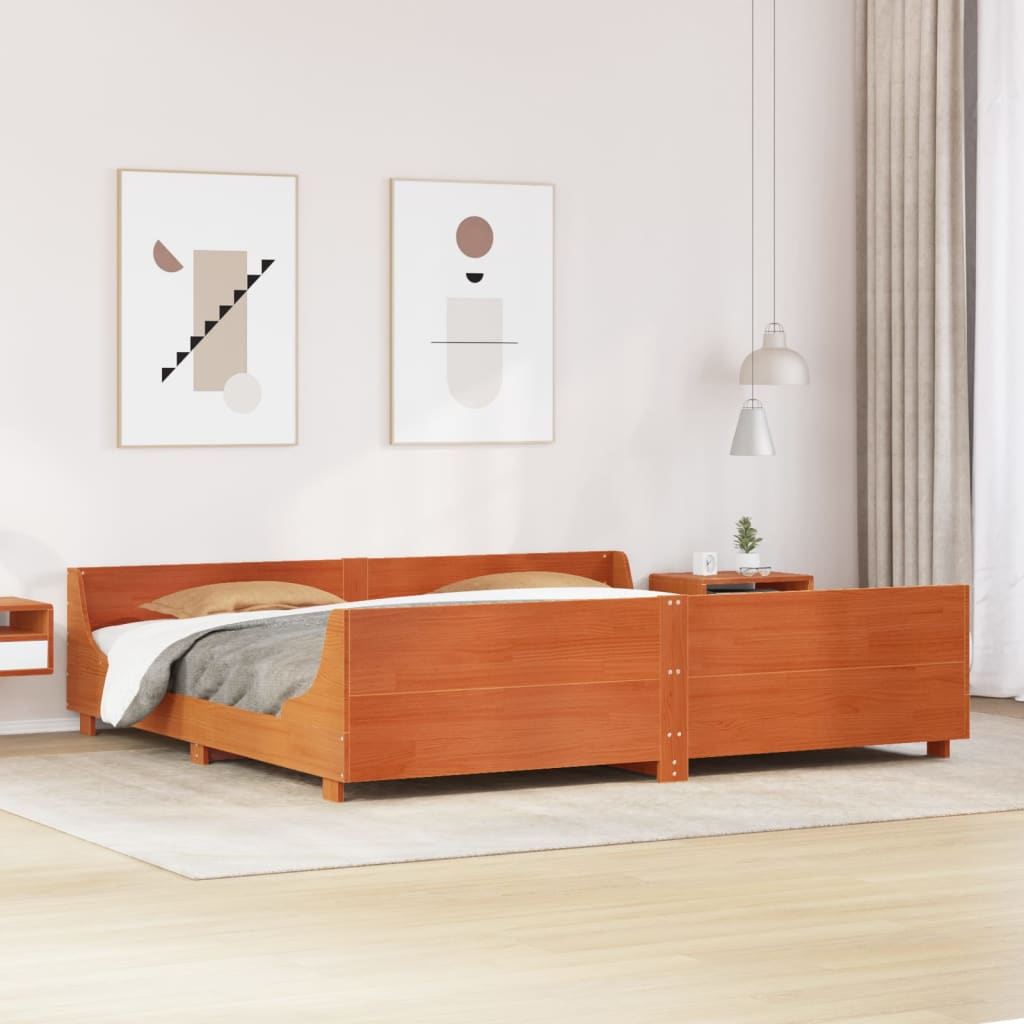 Letto Senza Materasso Marrone Cera 180x200 Cm In Legno Di Pino