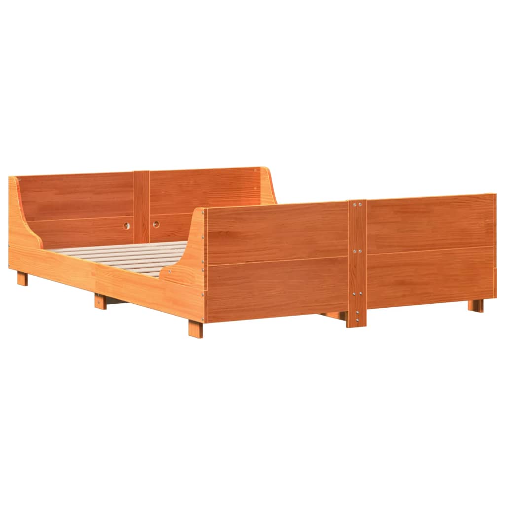Letto Senza Materasso Marrone Cera 140x190 Cm In Legno Di Pino - Image 6