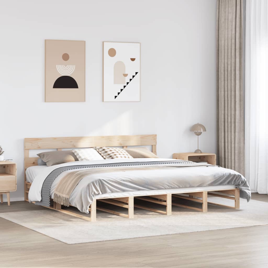 Letto Senza Materasso 200x200 Cm In Legno Massello Di Pino