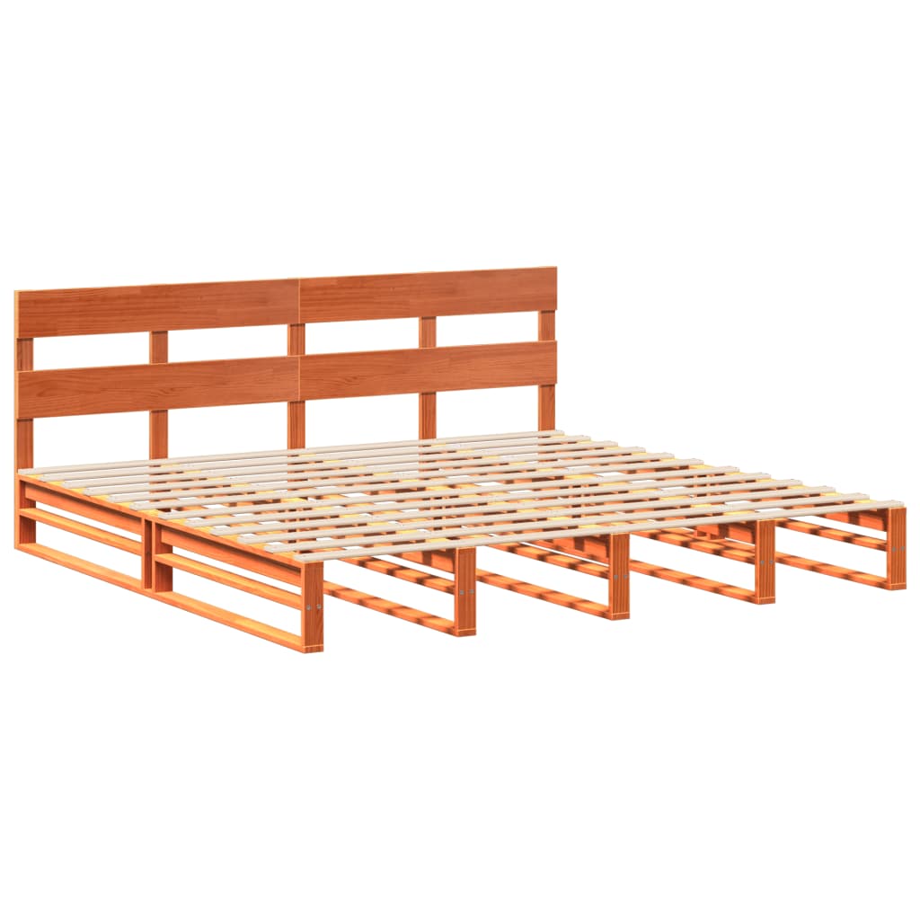 Letto Senza Materasso Marrone Cera 200x200 Cm In Legno Di Pino - Image 3