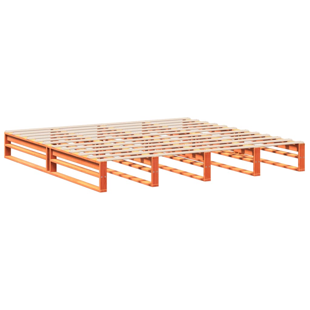 Letto Senza Materasso Marrone Cera 200x200 Cm In Legno Di Pino - Image 4