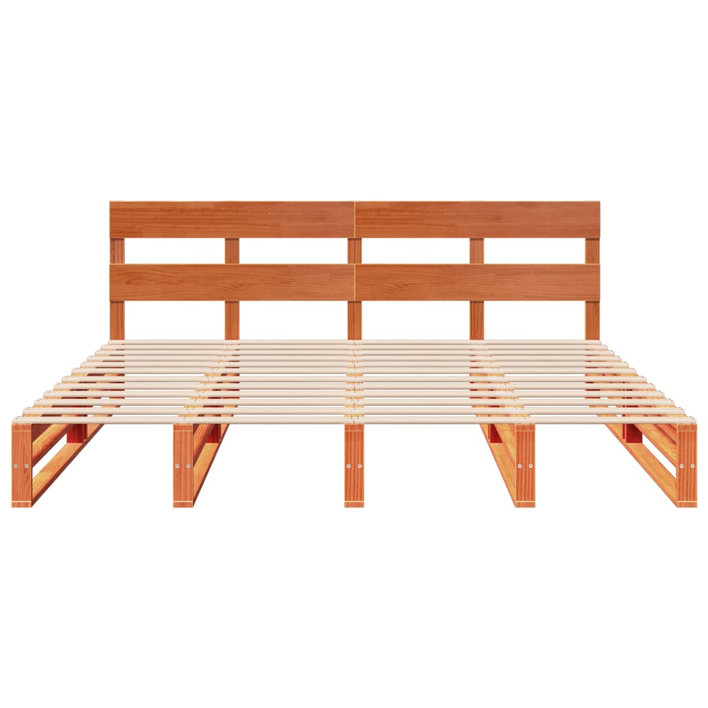 Letto Senza Materasso Marrone Cera 200x200 Cm In Legno Di Pino - Image 6