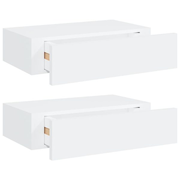 Scaffali Con Cassetti Da Parete 2 Pz Bianchi 40x23,5x10 Cm Mdf - Image 4