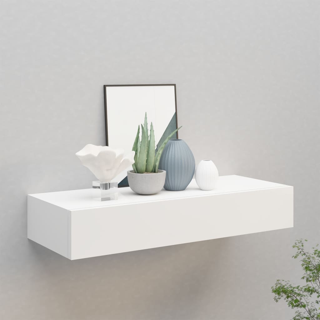 Scaffale Con Cassetti Da Parete Bianco 60x23,5x10 Cm In Mdf