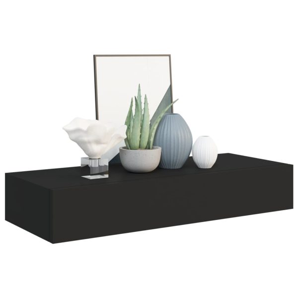 Scaffale Con Cassetti Da Parete Nero 60x23,5x10 Cm In Mdf - Image 3