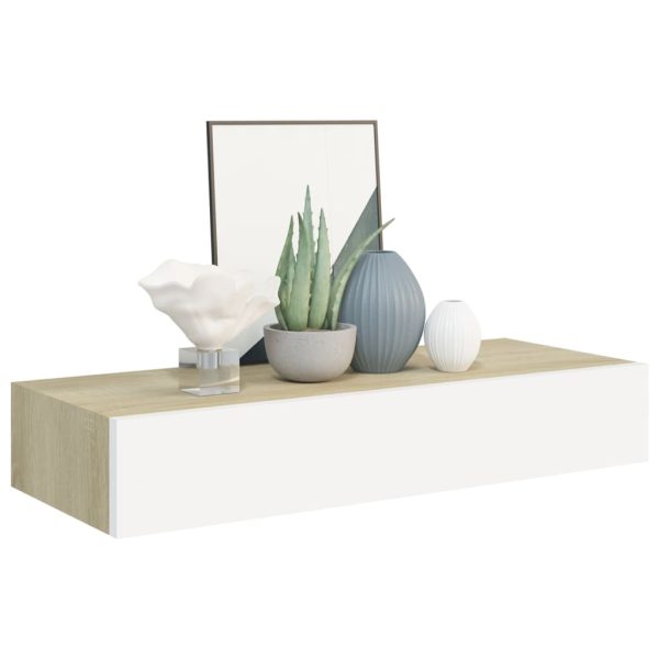 Scaffali Con Cassetti 2 Pz Rovere E Bianco 60x23,5x10 Cm In Mdf - Image 3