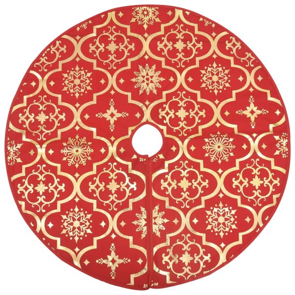 Gonna Albero Natale Raffinata Con Calza Rosso Tessuto 90 cm - Image 3
