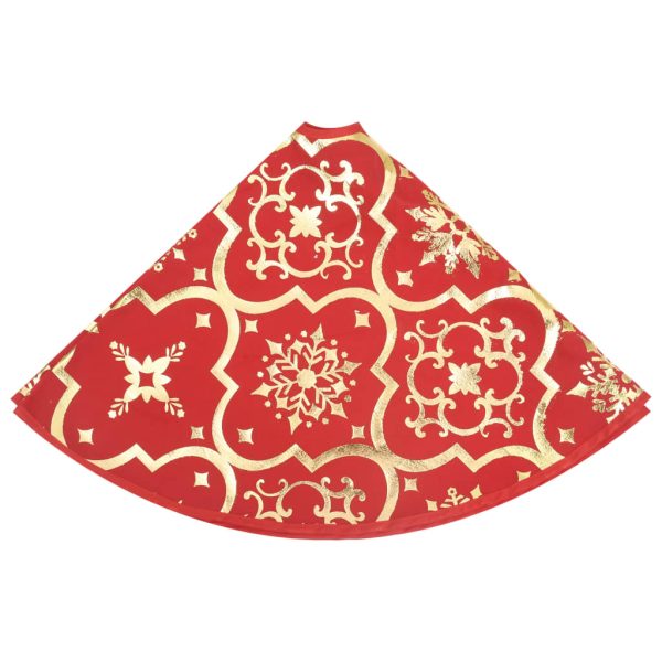 Gonna Albero Natale Raffinata Con Calza Rosso Tessuto 90 cm - Image 6