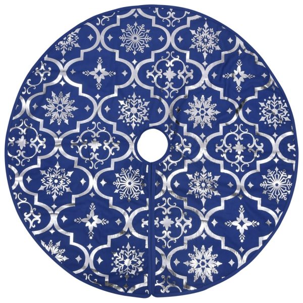 Gonna Albero Natale Raffinata Con Calza Blu In Tessuto 90 cm - Image 3