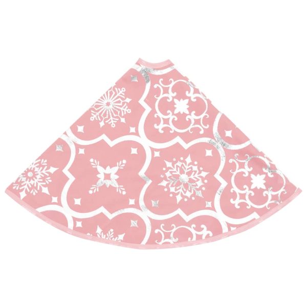 Gonna Albero Natale Raffinata Con Calza Rosa Tessuto 122 cm - Image 5