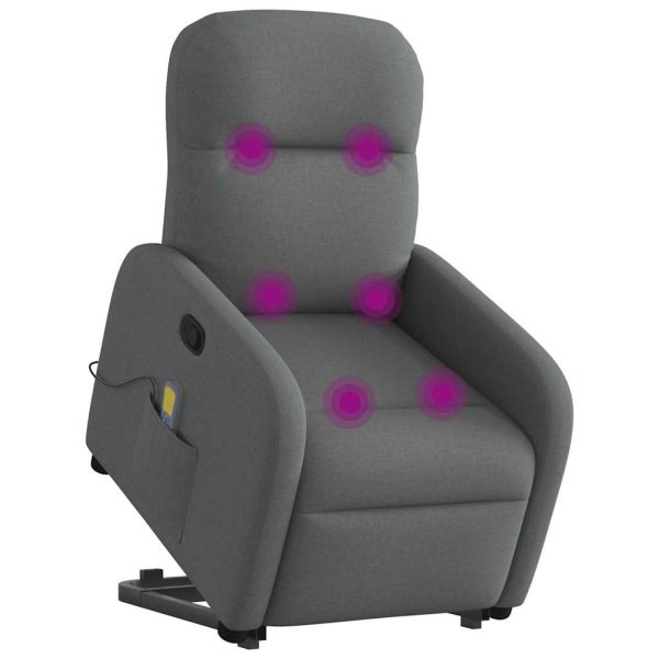 Poltrona Alzapersona Massaggi Reclinabile Grigio Scuro Tessuto - Image 3