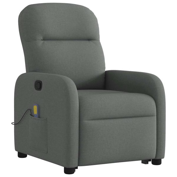 Poltrona Alzapersona Massaggi Reclinabile Grigio Scuro Tessuto - Image 4
