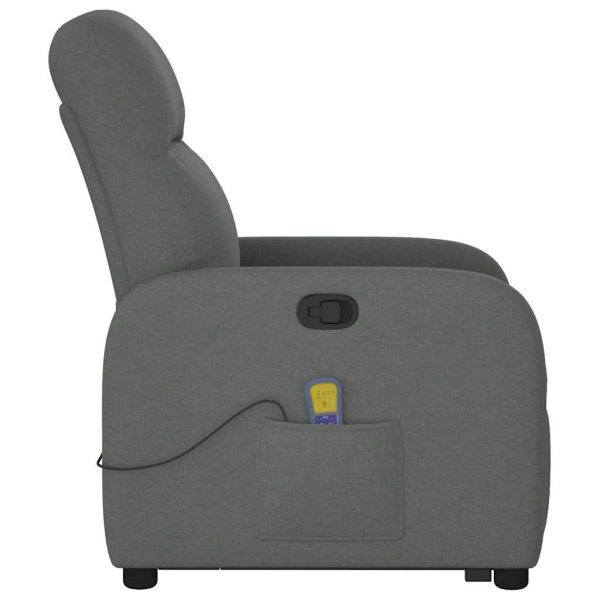 Poltrona Alzapersona Massaggi Reclinabile Grigio Scuro Tessuto - Image 6