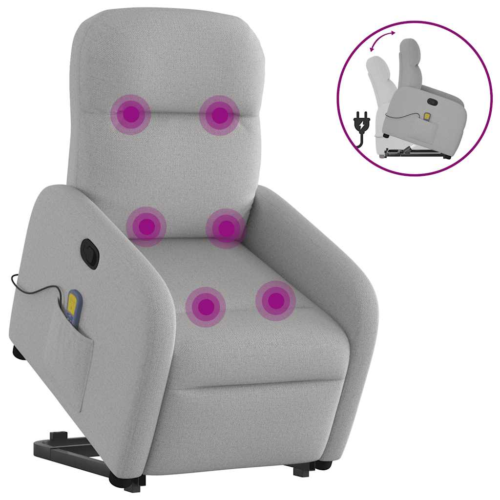 Poltrona Alzapersona Massaggi Reclinabile Grigio Nuvola Tessuto
