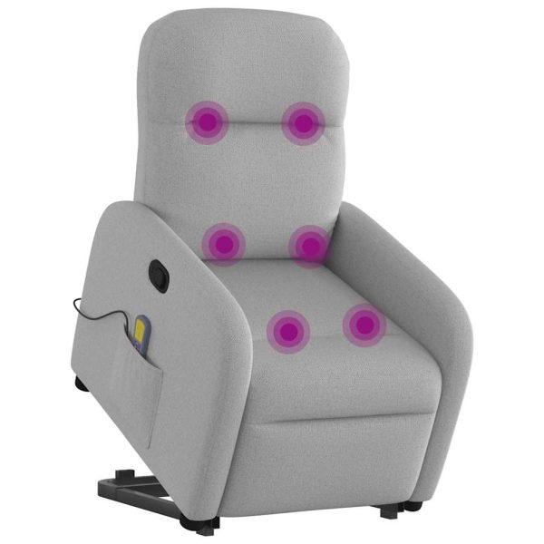 Poltrona Alzapersona Massaggi Reclinabile Grigio Nuvola Tessuto - Image 3