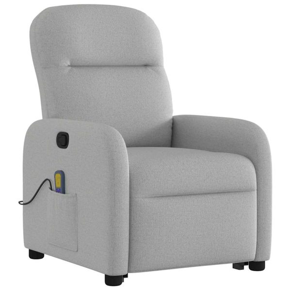 Poltrona Alzapersona Massaggi Reclinabile Grigio Nuvola Tessuto - Image 4