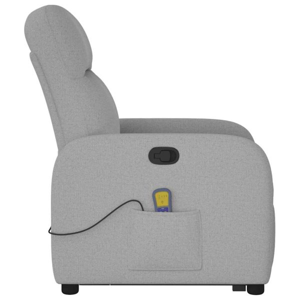 Poltrona Alzapersona Massaggi Reclinabile Grigio Nuvola Tessuto - Image 6