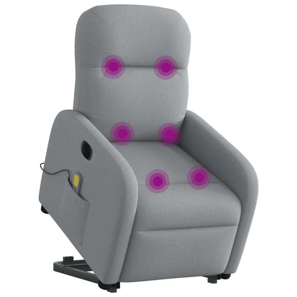 Poltrona Alzapersona Massaggi Elettrica Grigio Chiaro Tessuto - Image 3