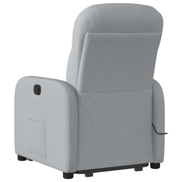 Poltrona Alzapersona Massaggi Elettrica Grigio Chiaro Tessuto - Image 6