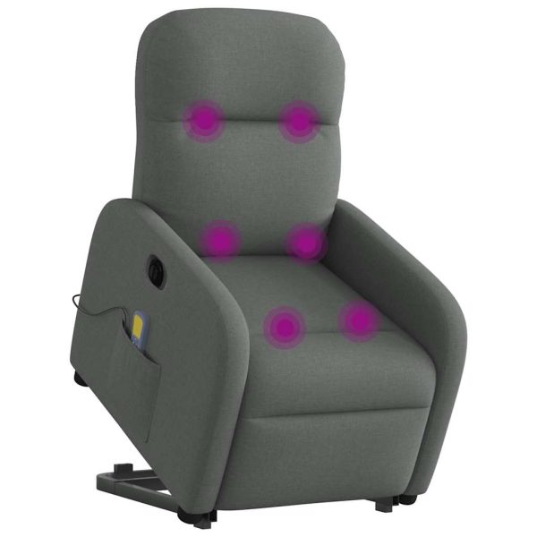 Poltrona Alzapersona Massaggi Elettrica Grigio Scuro Tessuto - Image 3