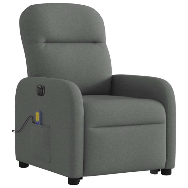 Poltrona Alzapersona Massaggi Elettrica Grigio Scuro Tessuto - Image 4