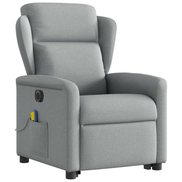 Poltrona Alzapersona Massaggi Elettrica Grigio Chiaro Tessuto - Image 4