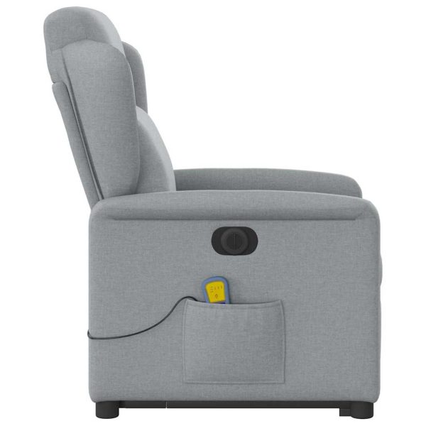 Poltrona Alzapersona Massaggi Elettrica Grigio Chiaro Tessuto - Image 6