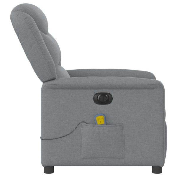 Poltrona Reclinabile Massaggio Elettrica Grigio Chiaro Tessuto - Image 6