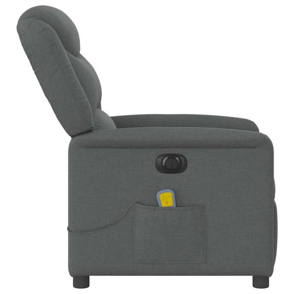 Poltrona Reclinabile Massaggio Elettrica Grigio Scuro Tessuto - Image 6
