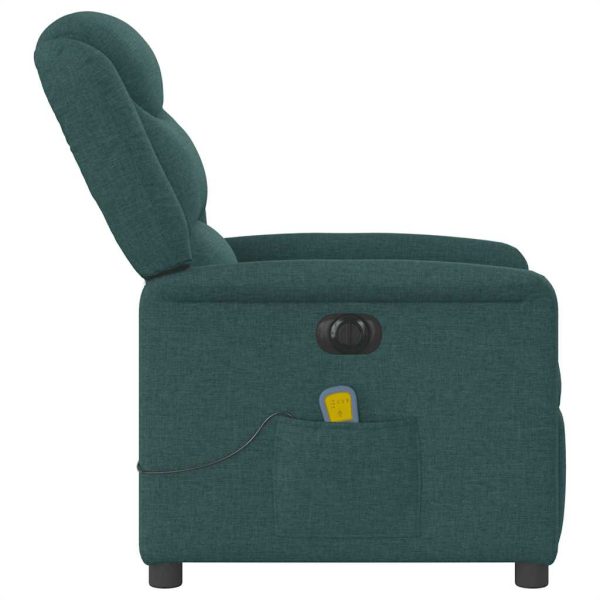 Poltrona Massaggiante Reclinabile Elettrica Verde Scuro Tessuto - Image 6