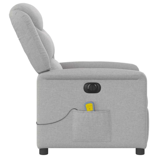 Poltrona Reclinabile Massaggio Elettrica Grigio Nuvola Tessuto - Image 6