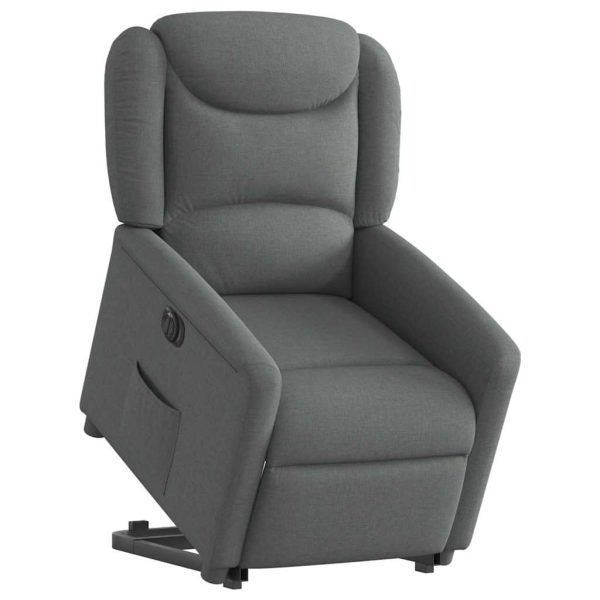 Poltrona Alzapersona Reclinabile Elettrica Grigio Scuro Tessuto - Image 3