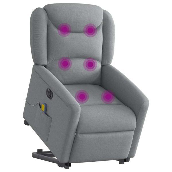 Poltrona Alzapersona Massaggi Elettrica Grigio Chiaro Tessuto - Image 3