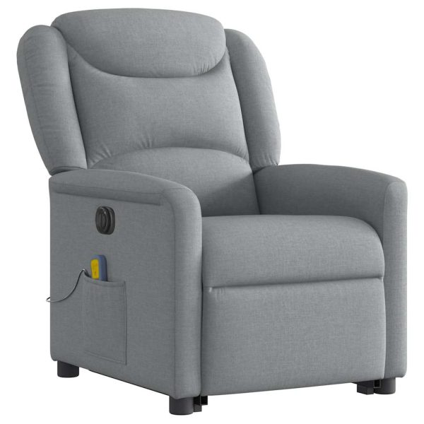 Poltrona Alzapersona Massaggi Elettrica Grigio Chiaro Tessuto - Image 4