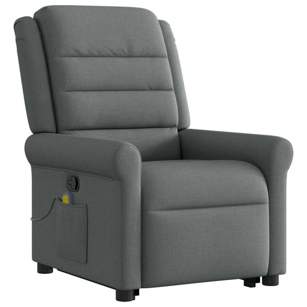 Poltrona Alzapersona Massaggi Reclinabile Grigio Scuro Tessuto - Image 4