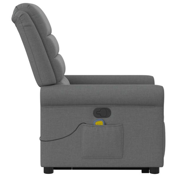 Poltrona Alzapersona Massaggi Reclinabile Grigio Scuro Tessuto - Image 6
