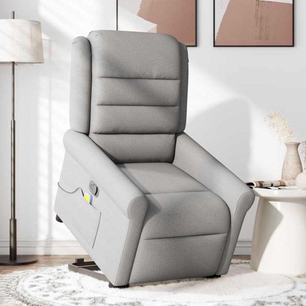 Poltrona Alzapersona Massaggi Reclinabile Grigio Nuvola Tessuto - Image 3